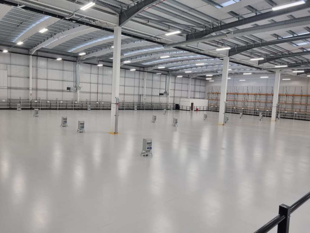 warehouse resin floor light grey