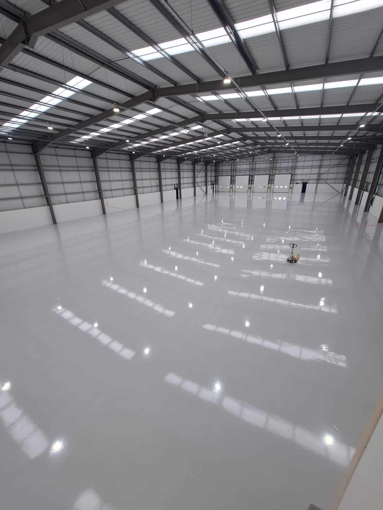 grey epoxy resin installed in birmingham large warehouse